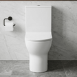 [BCQU850] Rimless Flush to Wall Close Coupled Toilet Pan, Cistern & Soft Close Sandwich Seat - 806mm x 375mm x 612mm - Silo