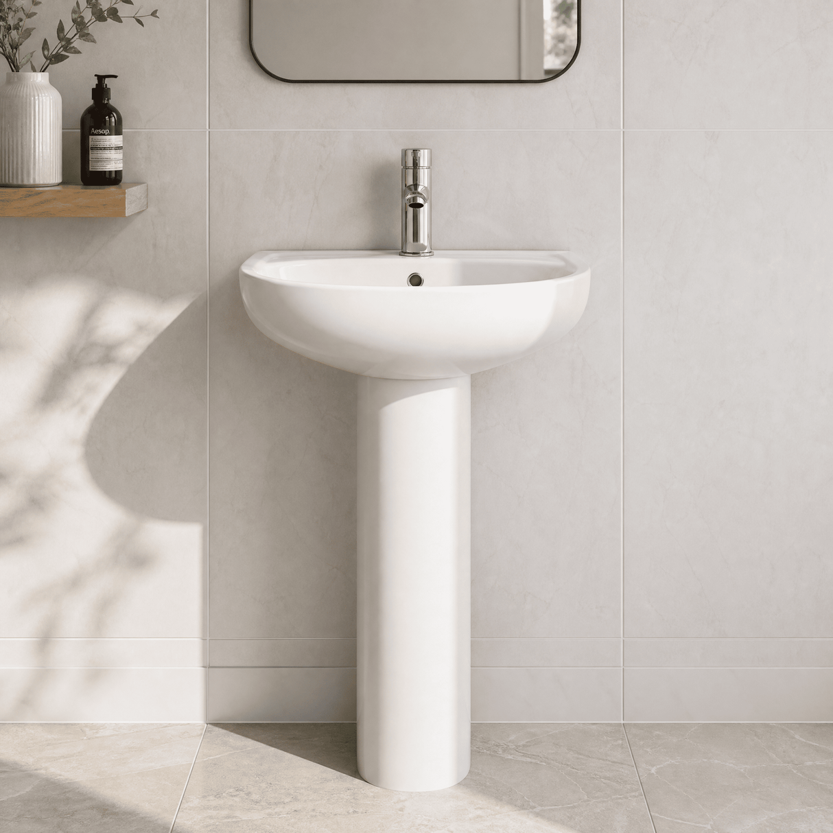[BCRI003] Round 1 Tap Hole Basin with Full Pedestal - Silo