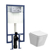 [BCRL001] Hilderstone Contemporary Square Wall Hung Toilet Pan and Seat with Concealed Cistern and Flush Plate with Square Buttons - White/Chrome - Cutout