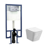 [BCRL001] Hilderstone Contemporary Square Wall Hung Toilet Pan and Seat with Concealed Cistern and Flush Plate - Choice of Finish - Cutout