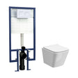 [BCRL002] Hilderstone Contemporary Square Wall Hung Toilet Pan and Seat with Concealed Cistern and Flush Plate with Square Buttons - White - Cutout