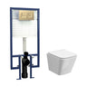 [BCRL003] Hilderstone Contemporary Square Wall Hung Toilet Pan and Seat with Concealed Cistern and Flush Plate - Choice of Finish - Cutout