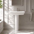 [BCSP002] Porthill Contemporary Ceramic Square Basin with Full Pedestal, Choice of Basin Size - Silo