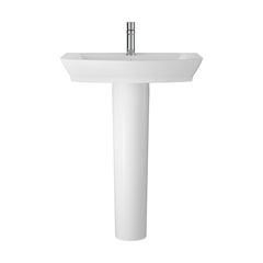 [BCSP003] Spirit Ceramic Square Basin with Full Pedestal, 650mm - Modern Bathroom Sink Design (Tap Not Included) by Balterley - Cutout