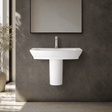 [BCSP005] Porthill Contemporary Ceramic Square Basin and Semi Pedestal, Choice of Basin Size - Silo