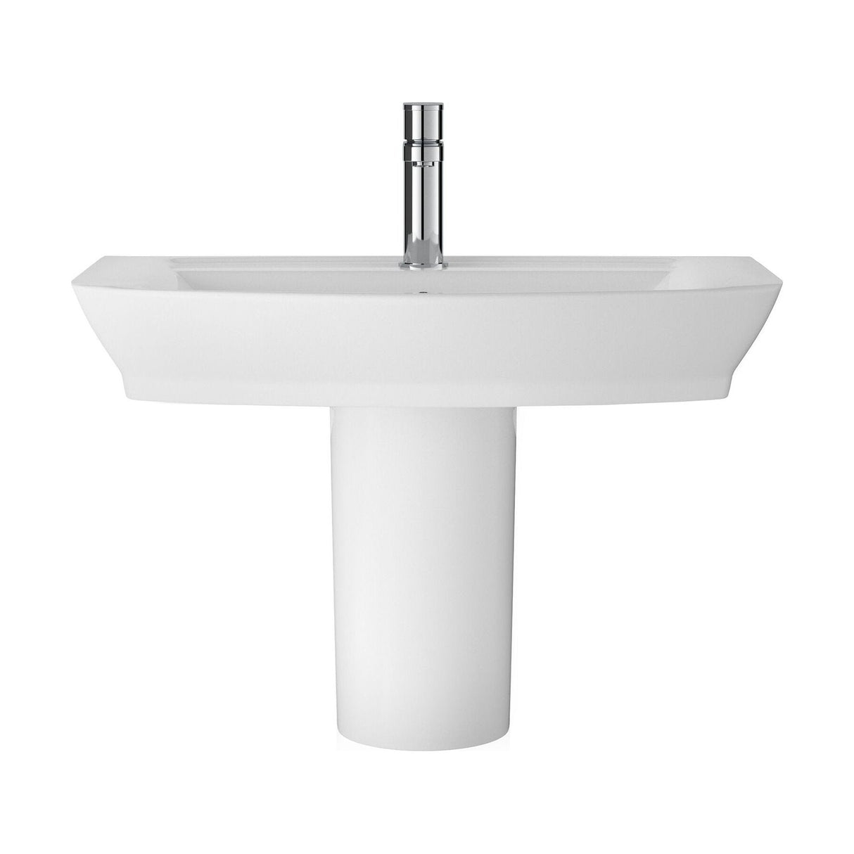 [BCSP006] Porthill Contemporary Ceramic Square Basin and Semi Pedestal, Choice of Basin Size - Cutout
