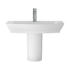 [BCSP007] Spirit Square Ceramic Basin and Semi Pedestal, 850mm - Balterley - Cutout