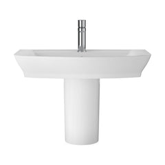[BCSP007] Porthill Contemporary Ceramic Square Basin and Semi Pedestal, Choice of Basin Size - Cutout