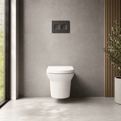 [BCSPT007] Spirit Square Wall Hung Ceramic Toilet Pan & Soft Close & Seat, 400mm - Balterley - Silo