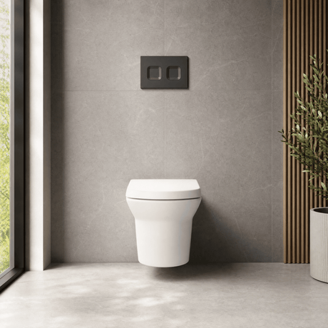 [BCSPT007] Spirit Square Wall Hung Ceramic Toilet Pan & Soft Close & Seat, 400mm - Balterley - Silo