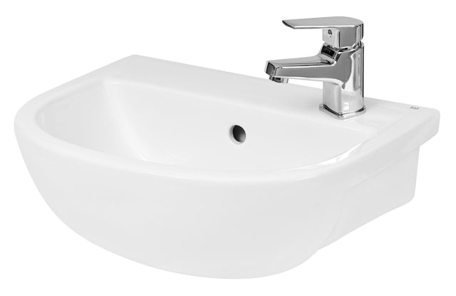 [BCSR002] Round Ceramics Semi Recessed 1 Tap Hole Basin (Tap Not Included), 400mm - Balterley - Cutout