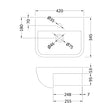 [BCSR004] Square Ceramics Semi Recessed 1 Tap Hole Basin (Tap Not Included), 420mm - Balterley - Technical Drawing