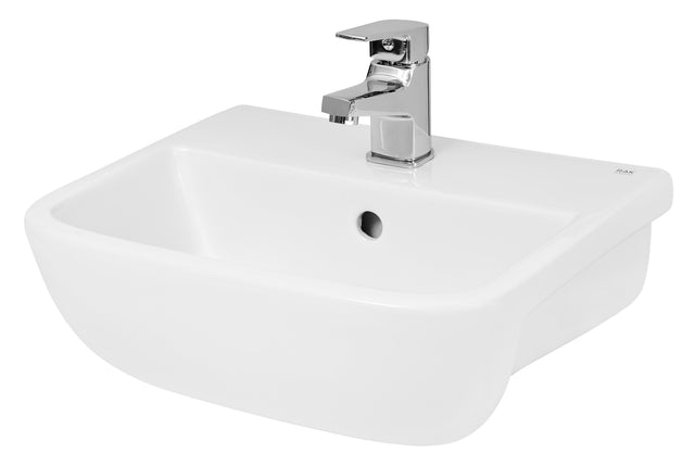 [BCSR005] Square Ceramics Semi Recessed 1 Tap Hole Minimalist Basin (Tap Not Included), 500mm - Balterley - Cutout