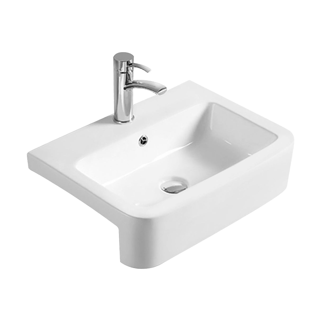 [BCSR171] Balterley Semi-Recessed Bathroom Basin, Contemporary Style, Soft Square Design, White, Countertop Friendly, Vitreous China, 570 mm - Cutout