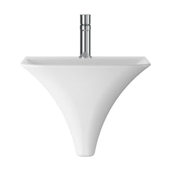 [BCSU102] Trysull Contemporary Wall Hung 1 Tap Hole Ceramic Bathroom Basin, 350 x 460 x 415mm - Cutout