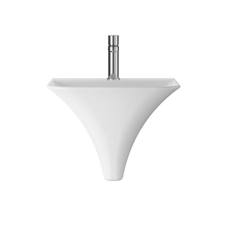 Trysull Contemporary Wall Hung 1 Tap Hole Ceramic Bathroom Basin, 350 x 460 x 415mm