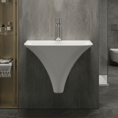 [BCSU102] Trysull Contemporary Wall Hung 1 Tap Hole Ceramic Bathroom Basin, 350 x 460 x 415mm - Silo