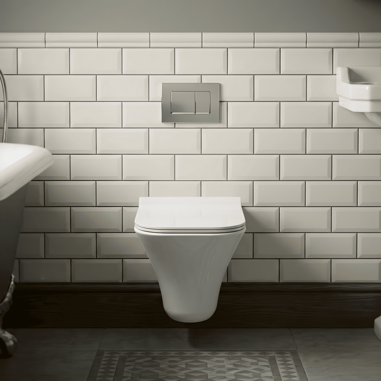 [BCSU140] Trysull Contemporary Wall Hung Rimless Toilet Pan and Seat, 355 x 350 x 490mm - Silo