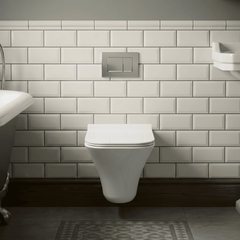 [BCSU140] Trysull Contemporary Wall Hung Rimless Toilet Pan and Seat, 355 x 350 x 490mm - Silo