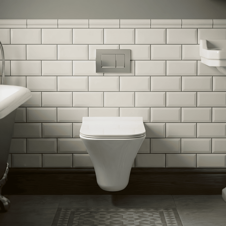 [BCSU140] Trysull Contemporary Wall Hung Rimless Toilet Pan and Seat, 355 x 350 x 490mm - Silo