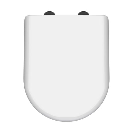 [BCTS004B] Balterley D-Shaped Soft Close Gloss White Toilet Seat With Top Fix Hinge - Cutout