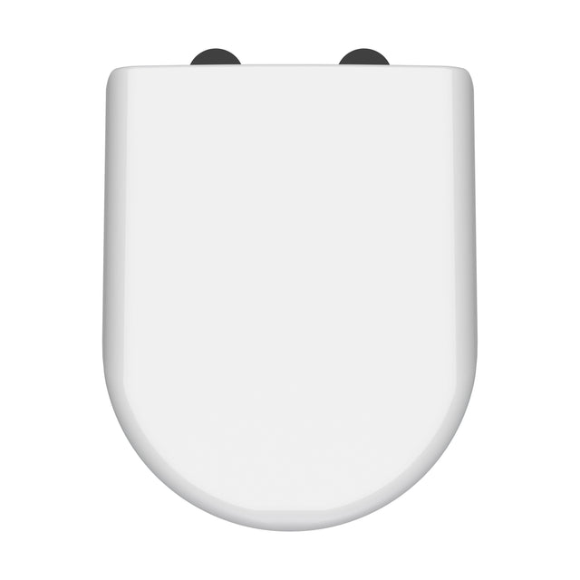 [BCTS004B] Balterley D-Shaped Soft Close Gloss White Toilet Seat With Top Fix Hinge - Cutout