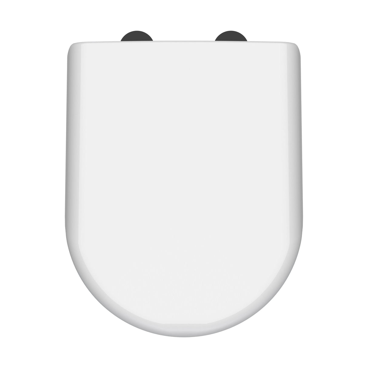 [BCTS004B] D-Shaped Soft Close Gloss White Toilet Seat With Top Fix Hinge, Choice of Cover Caps - Cutout