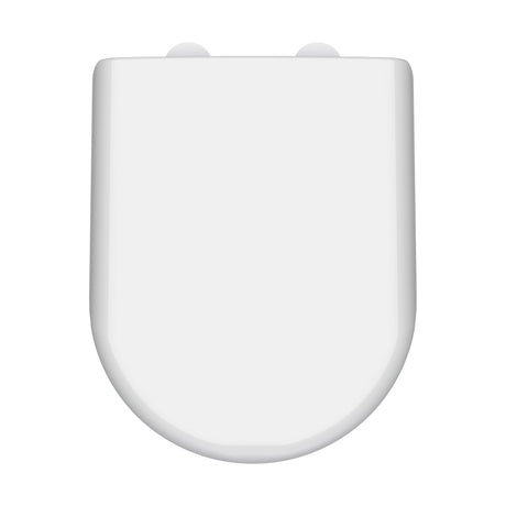 [BCTS004W] Balterley D-Shaped Soft Close Gloss White Toilet Seat With Top Fix Hinge - Cutout