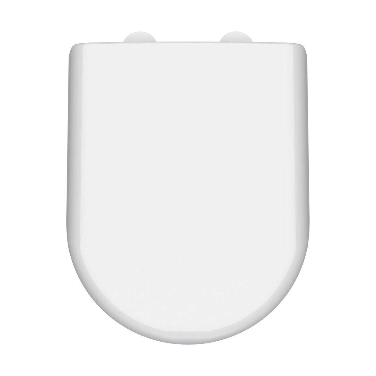 [BCTS004W] D-Shaped Soft Close Gloss White Toilet Seat With Top Fix Hinge, Choice of Cover Caps - Cutout