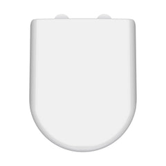 [BCTS004W] D-Shaped Soft Close Gloss White Toilet Seat With Top Fix Hinge, Choice of Cover Caps - Cutout