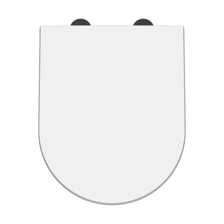 [BCTS007B] Luxury D-Shaped Soft Close Gloss White Toilet Seat With Top Fix Hinge, Choice of Cover Caps - Cutout
