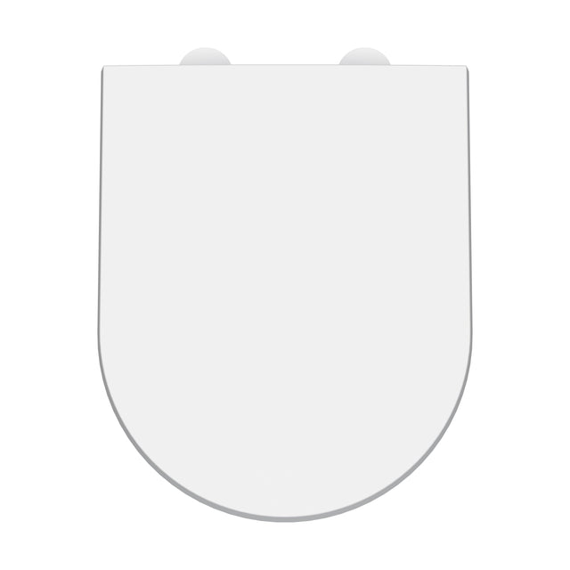 [BCTS007W] Balterley D-Shaped Soft Close Gloss White Toilet Seat With Top Fix Hinge - Cutout