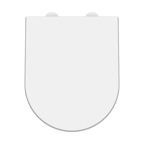 [BCTS007W] Luxury D-Shaped Soft Close Gloss White Toilet Seat With Top Fix Hinge, Choice of Cover Caps - Cutout