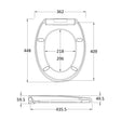 [BCTS008] Standard Round Top Fix Soft Close - White - Technical Drawing