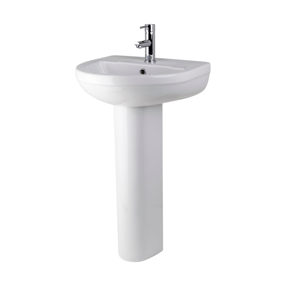 [BCVI002] Copmere Modern White Round Bathroom Basin with Choice of Pedestal - 500mm - Cutout