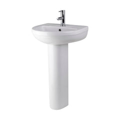 [BCVI002] Copmere Modern White Round Bathroom Basin with Choice of Pedestal - 500mm - Cutout