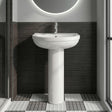 [BCVI002] Copmere Modern White Round Bathroom Basin with Choice of Pedestal - 500mm - Silo