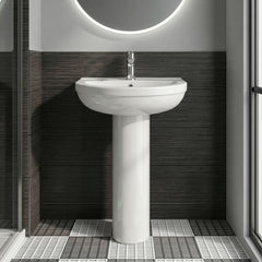 [BCVI002] Copmere Modern White Round Bathroom Basin with Choice of Pedestal - 500mm - Silo