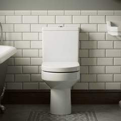 [BCVI003] Copmere Modern White Semi-Flush to Wall Bathroom Toilet Pan & Cistern - 380mm - Silo