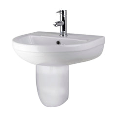 [BCVI004] Copmere Modern White Round Bathroom Basin with Choice of Pedestal - 500mm - Cutout