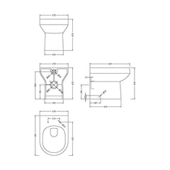[BCVI606P] Back Round Back To Wall Toilet Pan  - 410mm x 370mm x 520mm - Technical Drawing