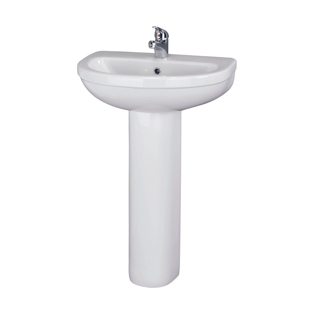 [BCVT002] Churnet Round Ceramic Basin and Pedestal - 1 or 2 Tap Hole - 845 x 555 x 445mm - Cutout