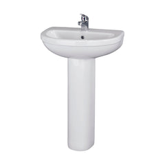 [BCVT002] Churnet Round Ceramic Basin and Pedestal - 1 or 2 Tap Hole - 845 x 555 x 445mm - Cutout