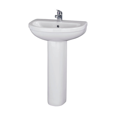[BCVT002] Churnet Round Ceramic Basin and Pedestal - 1 or 2 Tap Hole - 845 x 555 x 445mm - Cutout