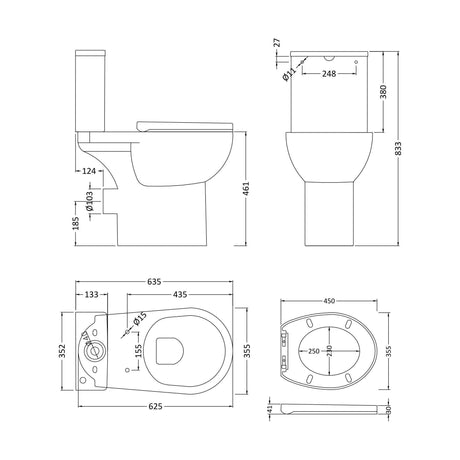 [BCVT791] Rimless Comfort Pan,Cistern & S/C Seat - Technical Drawing