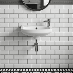 [BCWB832] Balterley Adley Modern Wall Hung Ceramic Basin with Overflow and Tap Hole, 350mm - White - Silo