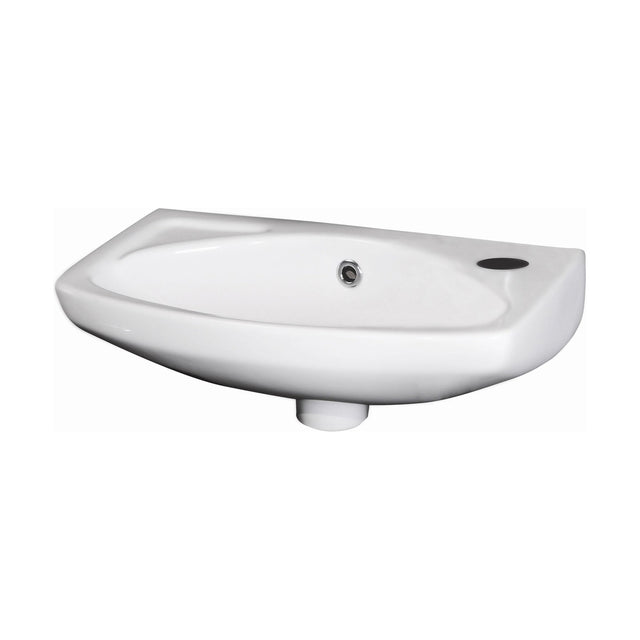 [BCWB842] Balterley Adley Cloakroom Wall Hung 1 Tap Hole Oval Ceramic Basin with Overflow, 450mm - White - Cutout