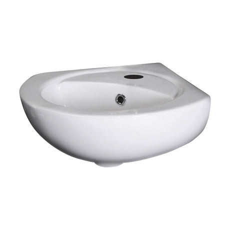 [BCWB862] Balterley Adley Cloakroom Wall Hung Corner 1 Tap Hole Ceramic Basin with Overflow 450mm - White - Cutout