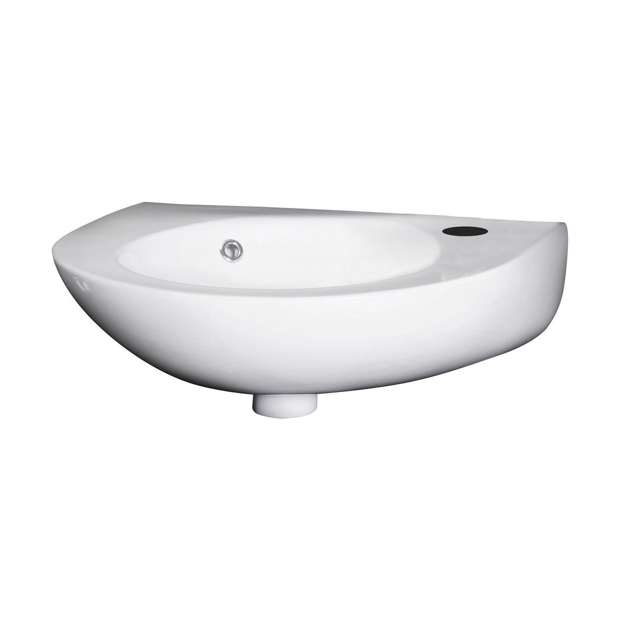 [BCWB932] Balterley Adley Cloakroom Wall Hung 1 Tap Hole Round Ceramic Basin with Overflow, 350mm - White - Cutout