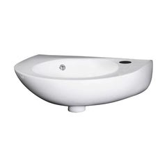 [BCWB932] Balterley Adley Cloakroom Wall Hung 1 Tap Hole Round Ceramic Basin with Overflow, 350mm - White - Cutout